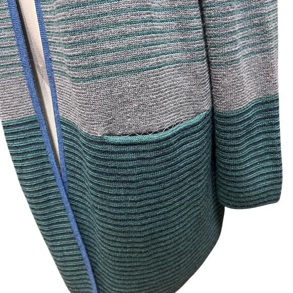 Talbots Womens Stripe Heavy Pure Merino Wool Open Front Duster Cardigan Sz XL - Picture 4 of 12